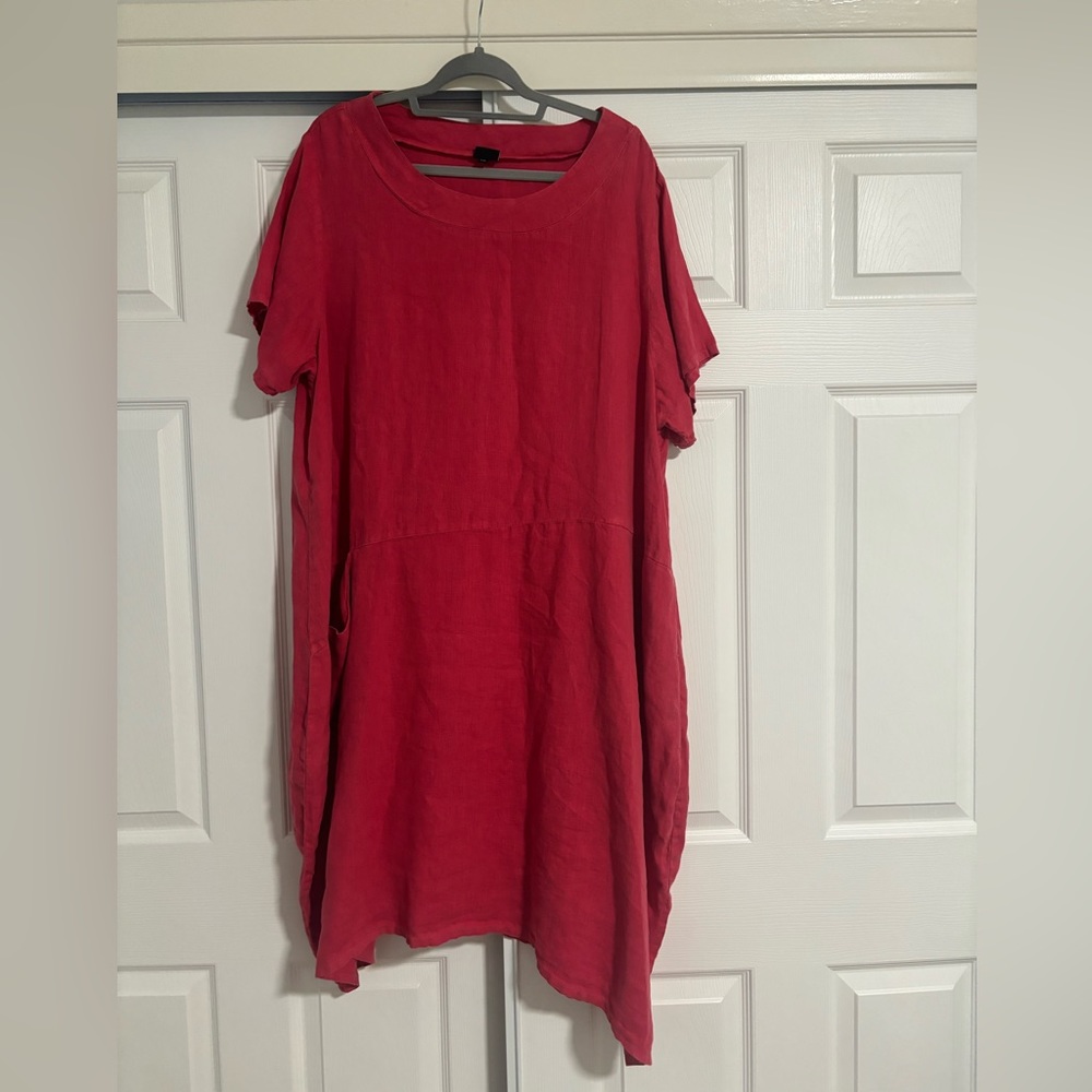 Lisa Bayne 100% Linen Red Dress XL